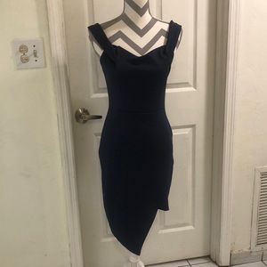 Charlotte Russe. Sleeveless asymmetrical cut body-hugging dress.